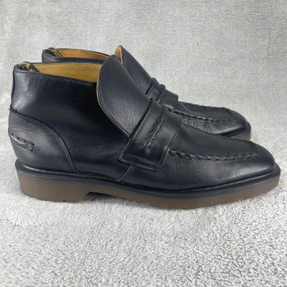 Dr. Martens Boots Mens 8 Black Leather Loafer Moc Toe AirWair Bouncing Soles
